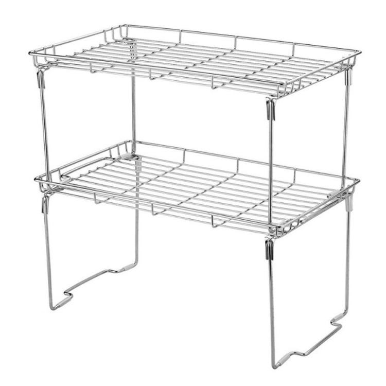 Stackable and Foldable Kitchen Shelf Organizer Cabinet Storage Shelf