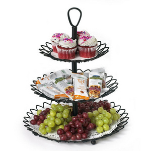 Manufacturer High Quality 3 Tier Metal Wire Cake Dessert Stand Rack