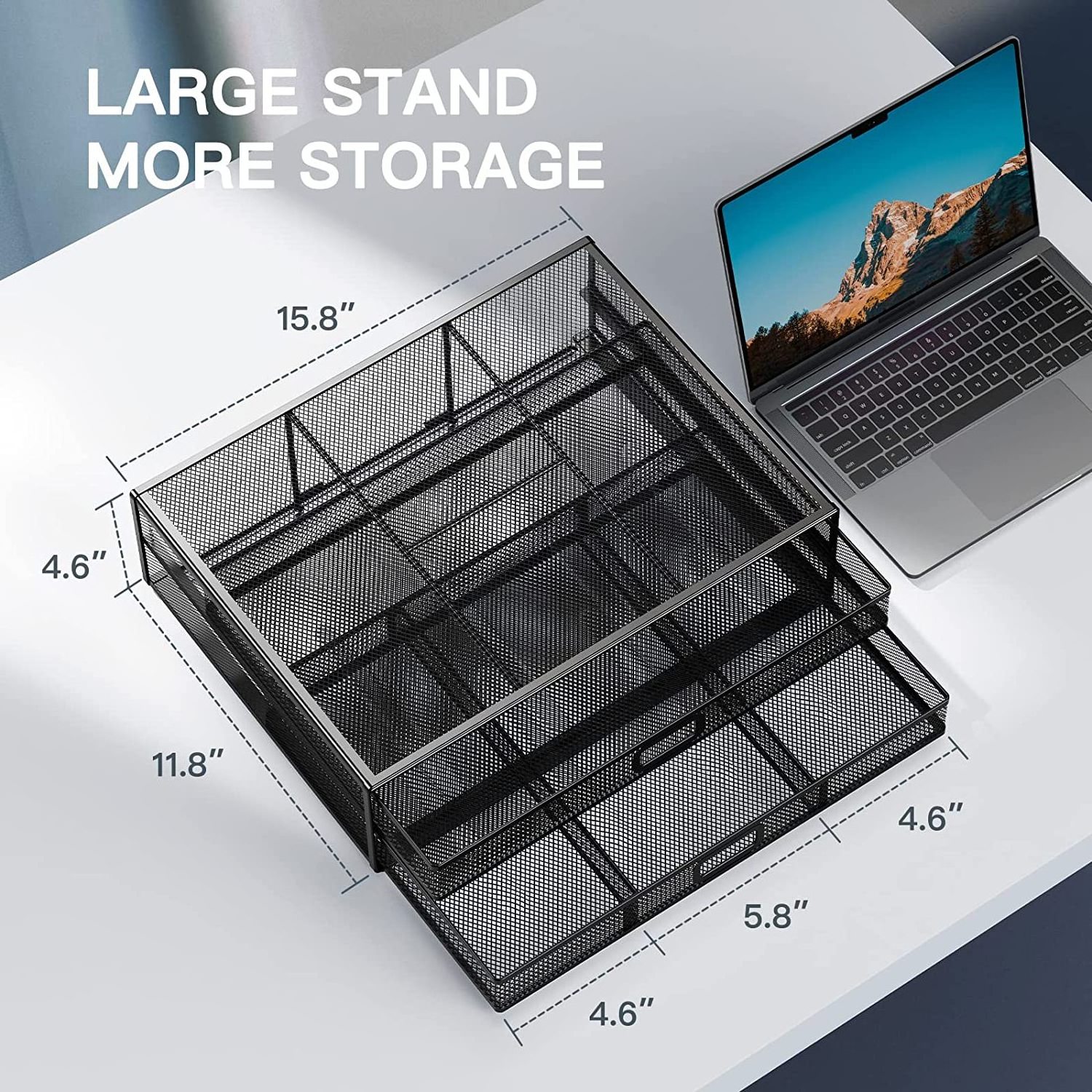 Metal Mesh Desk File Stationery Organizer Monitor Stand Riser Desk Drawer Organizer