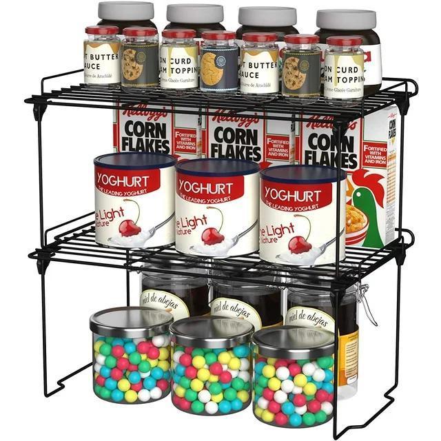 Stackable and Foldable Kitchen Shelf Organizer Cabinet Storage Shelf