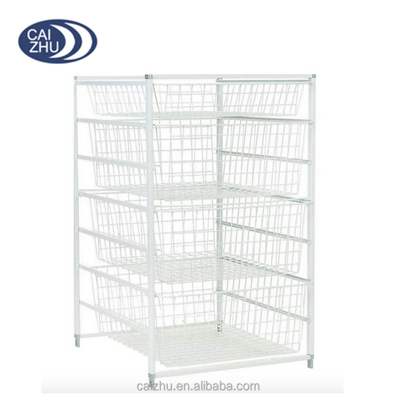 Metal Wire Closet Clothing Clothes Organizer Storage Rack Basket Shelves Drawers