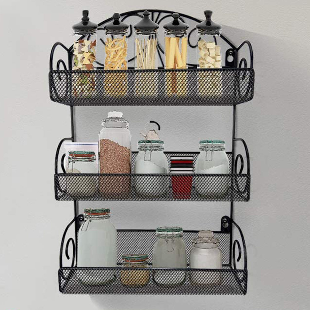 3 Tier Over The Door Spice Rack Wall Mount Hanging Spice Organizer for Cabinet Pantry Kitchen