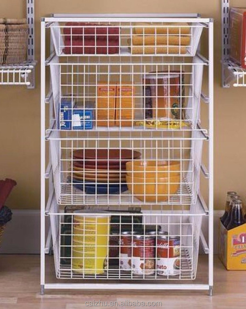 Metal Wire Closet Clothing Clothes Organizer Storage Rack Basket Shelves Drawers