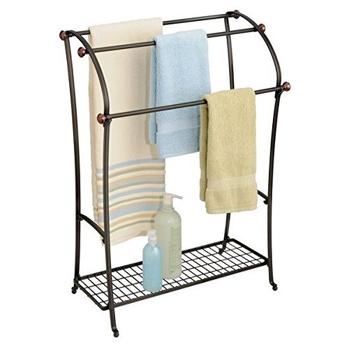 Towel Rack Holder with Storage Shelf - 3 Tier Metal Bath Organizer /Hand Towels