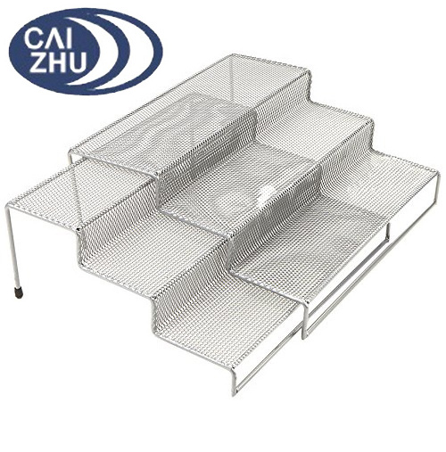 Guangzhou Metal Mesh Expandable 3 Tiers Spice Rack Condiment Holder Kitchen Pantry Cabinet