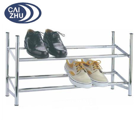 Expandable and Stackable for Closet Entryway Metal and Silver 2 Tier Shoe Rack Organizer