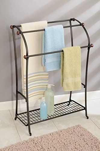 Towel Rack Holder with Storage Shelf - 3 Tier Metal Bath Organizer /Hand Towels