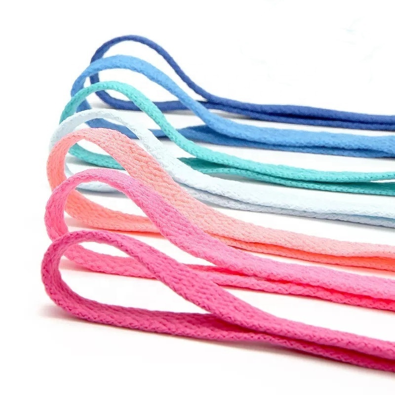 Wholesale Shoestring Shoe Strings Sport Length Cotton Polyester Flat Custom Sneaker Shoe Laces Logo Printed Shoelaces