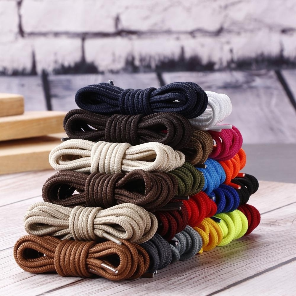 Ama-zon Hot Sale can custom fashion high quality round shoe laces 4mm width 50-200 cm length wholesale custom rope round shoelac