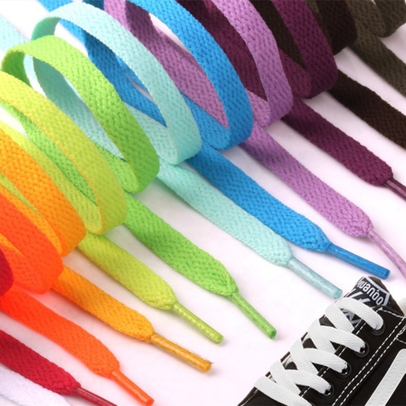 Wholesale Shoestring Shoe Strings Sport Length Cotton Polyester Flat Custom Sneaker Shoe Laces Logo Printed Shoelaces