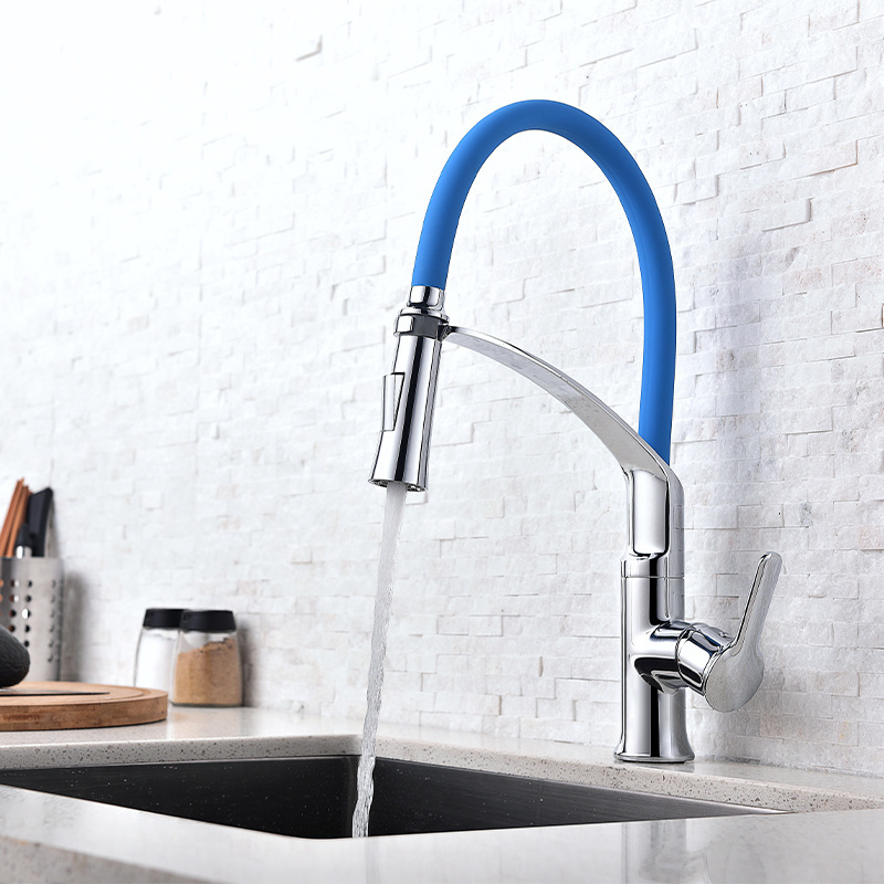 Custom Blue Kitchen Faucet Hot And Cold Water Mixer Tap Pull Out Kitchen Faucet Pull Out Spray