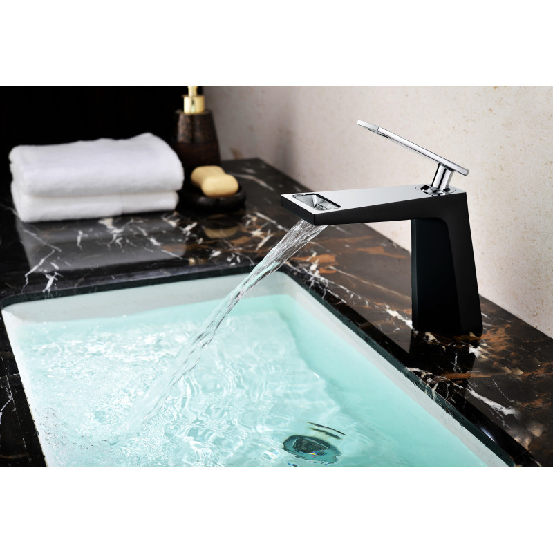 FROXI Single Handle Undermount Sink Mixer Tap Modern Style Bathroom black basin faucet