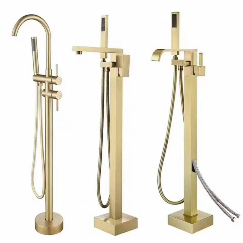 FROXI Floor Mounted Luxury Brass Bath Mixer Tap Single Lever Freestanding Bathtub Faucet Free Standing Bath Tub Faucet