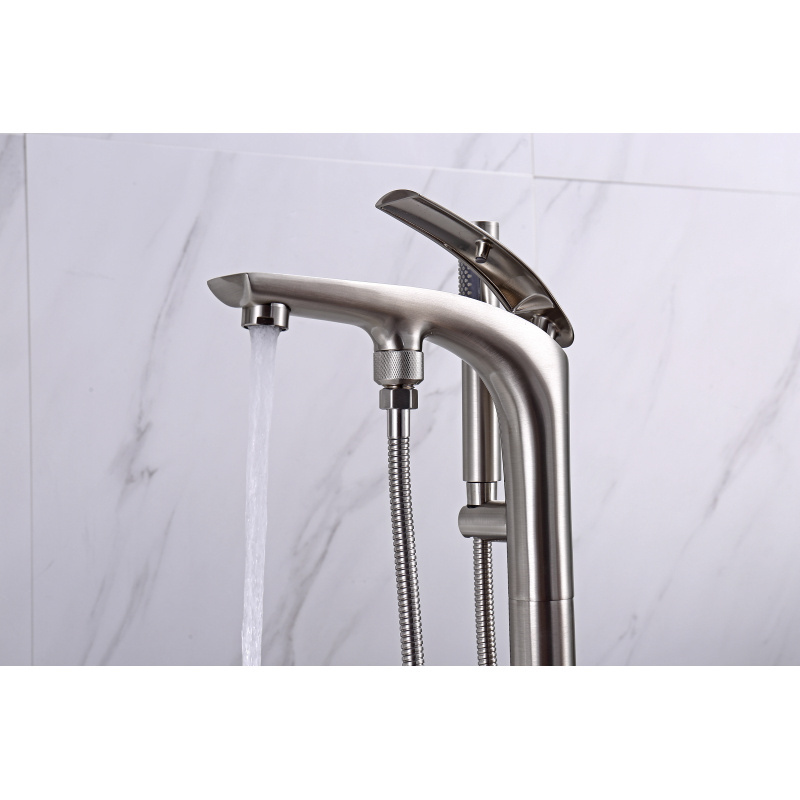 FROXI cUPC Brass Flooring Mount Stand alone Freestanding waterfall Bathtub shower filler Faucet with hand shower