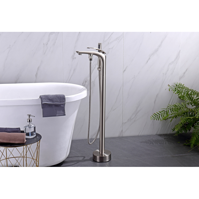 FROXI cUPC Brass Flooring Mount Stand alone Freestanding waterfall Bathtub shower filler Faucet with hand shower