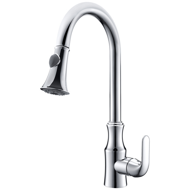 High-end kitchen basin faucet chrome-plated appearance four-color optional faucet separate extraction type