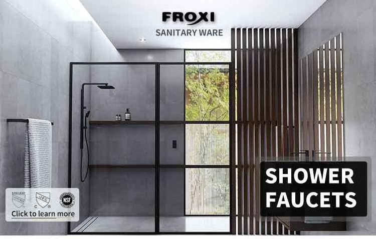 FROXI High-end hidden shower faucet Brass diverter valve Wall mounted shower head Chrome plated exterior overhead shower head