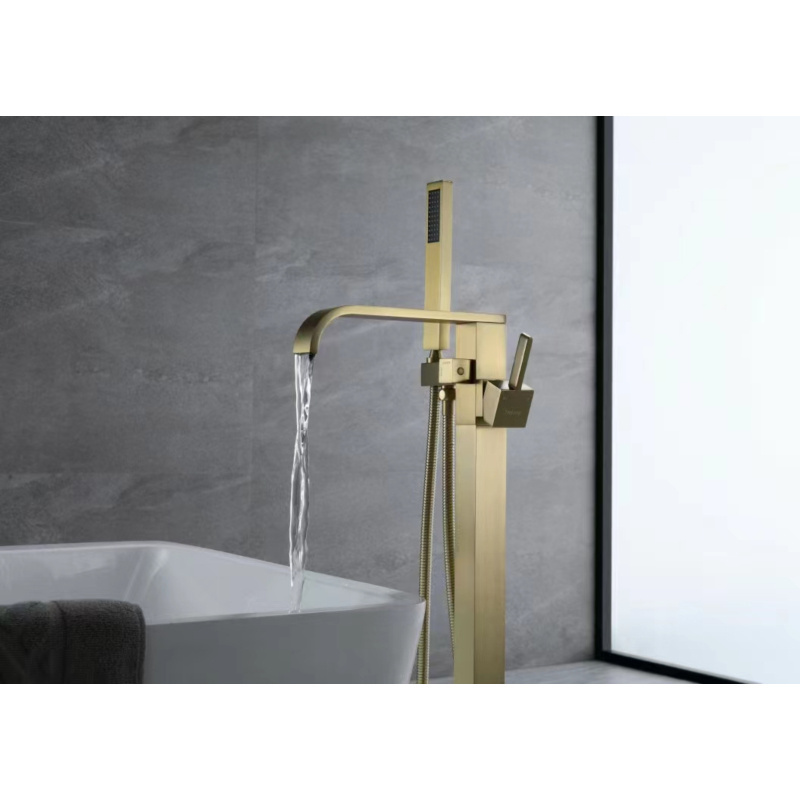 FROXI Square waterfall bathtub faucet large flow outlet floor bathtub faucet two kinds of water effect