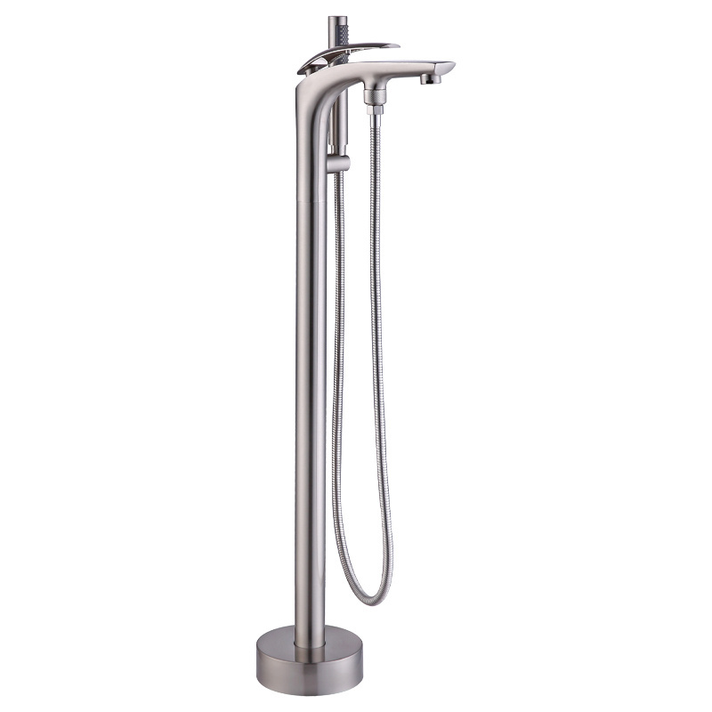 FROXI Freestanding bathtub faucet chrome exterior floor mounted bathtub faucet standing with handheld shower faucet