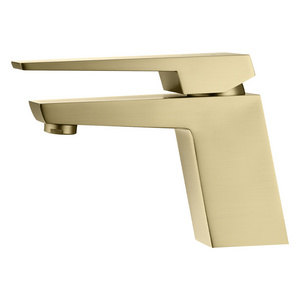 Light luxury basin faucet gold brushed appearance hot and cold water mixer brass spool