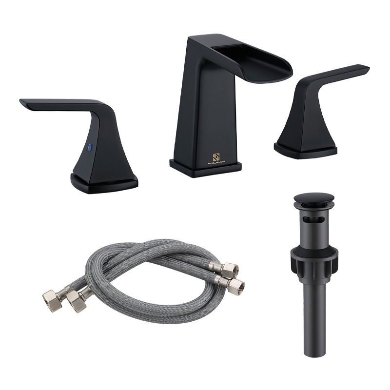 Popular black appearance three-hole installation basin faucet cold and hot water mixing faucet water purifier