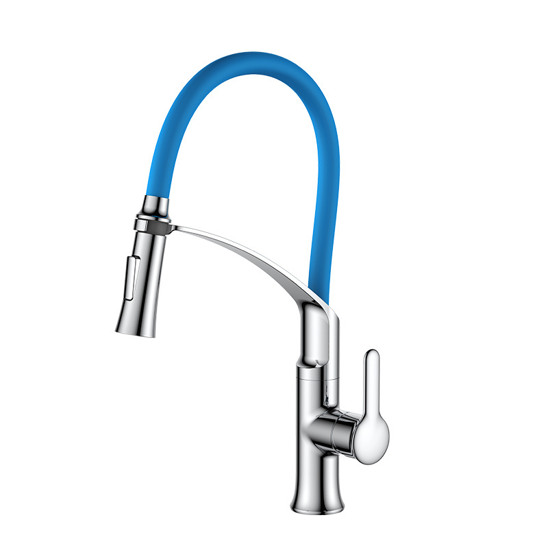 Custom Blue Kitchen Faucet Hot And Cold Water Mixer Tap Pull Out Kitchen Faucet Pull Out Spray