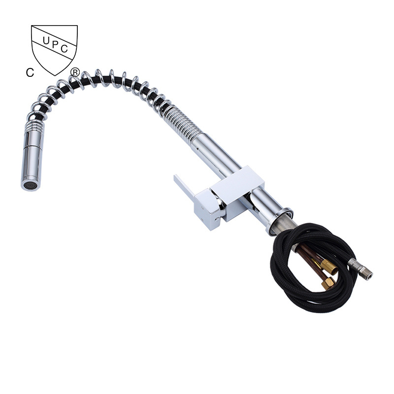 New design Kitchen faucet Brass material spool Silver appearance One hand handle adjustable hot and cold water