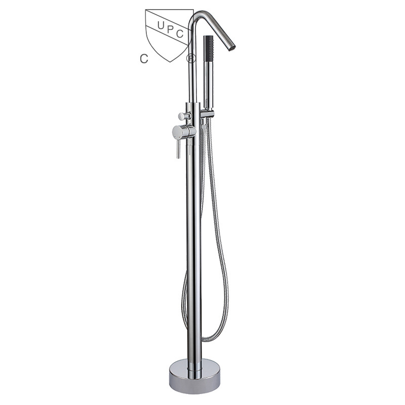 FROXI Freestanding bathtub faucet with hand-held shower Multi-functional bathtub faucet chrome plated exterior