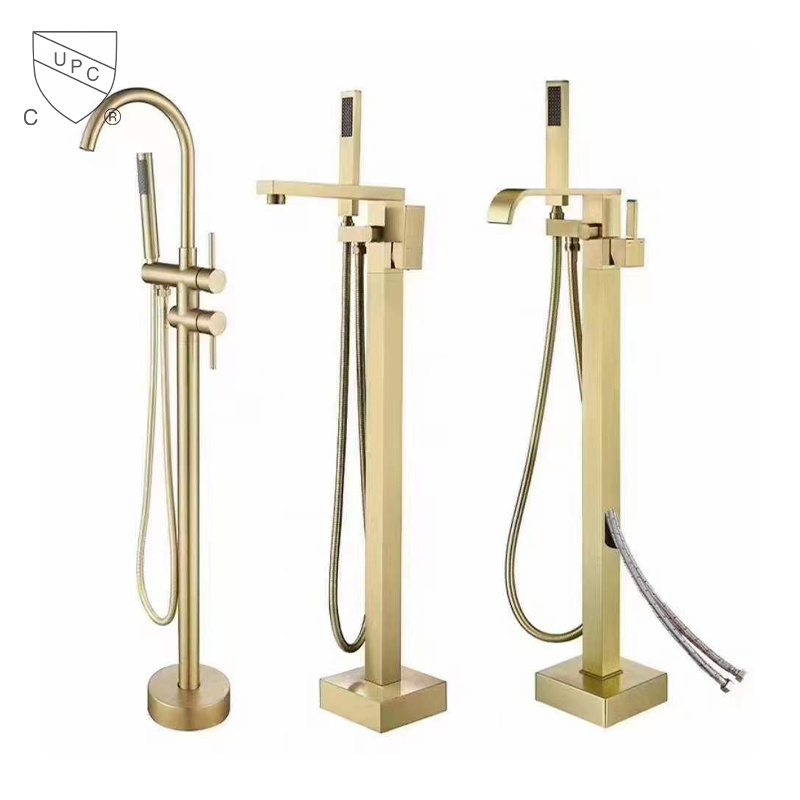 New Style Brass Waterfall Bathtub Faucet With Hand Shower Freestanding Tub Faucet