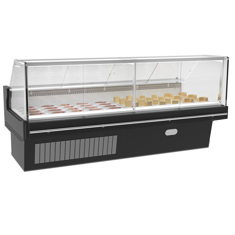 Commercial Small Curved Glass Supermarket Deli Refrigerated Cooler Chiller Meat Display Refrigerator For Sale