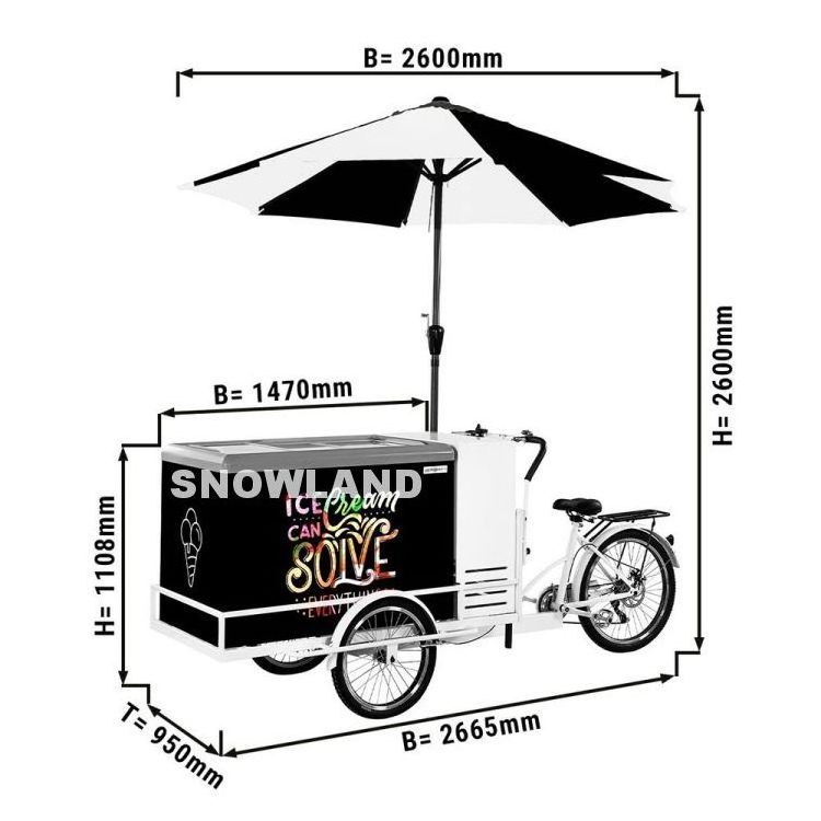 New Mobile Umbrella Gelato Ice Cream Cart Freezer Price