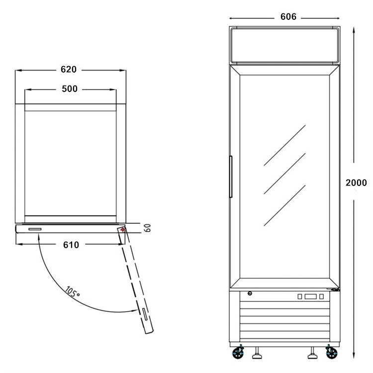 Commercial Used Transparent Glass Door Freezer