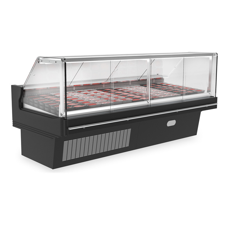 Commercial Small Curved Glass Supermarket Deli Refrigerated Cooler Chiller Meat Display Refrigerator For Sale