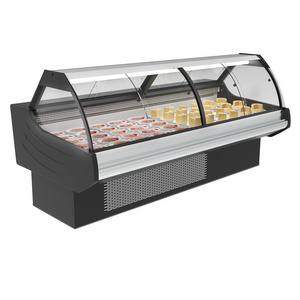 Commercial Small Curved Glass Supermarket Deli Refrigerated Cooler Chiller Meat Display Refrigerator For Sale