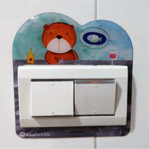 cartoon designed light socket switch sticker for office decoration