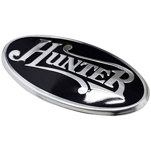 waterproof embossed nameplate logo black metal badge with self-adhesive for customization