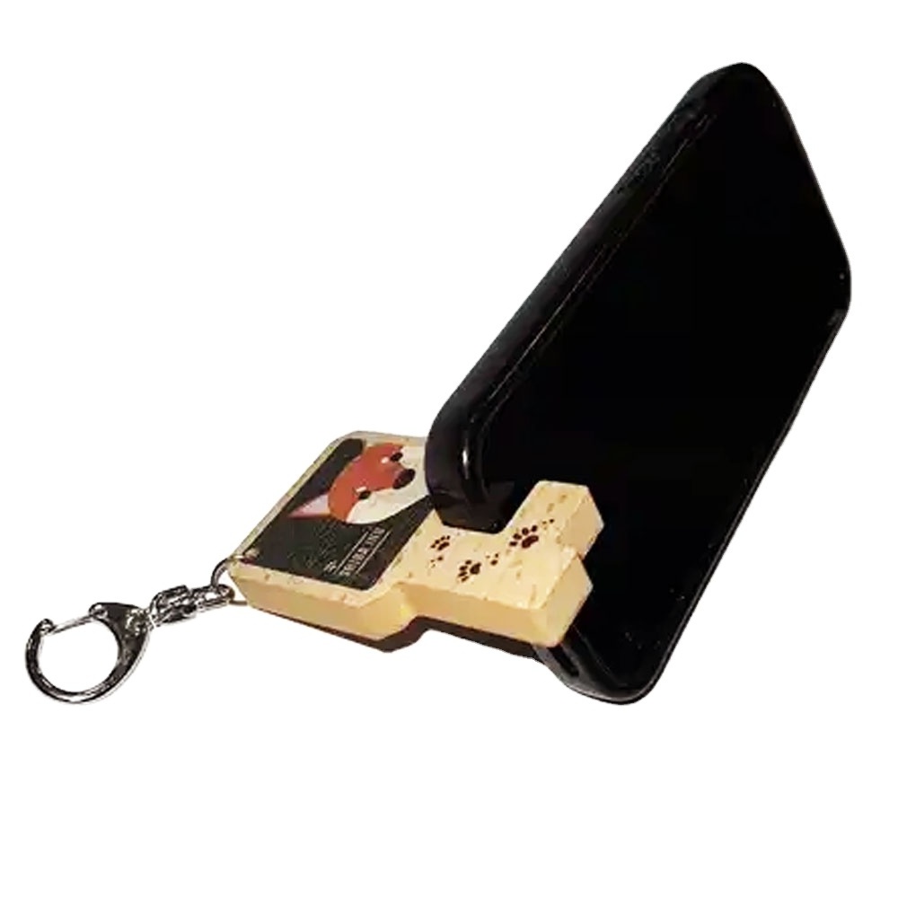 Printed Wooden Keychain Mobile Phone Holder Personalized Key chain Unique Corporate Gift