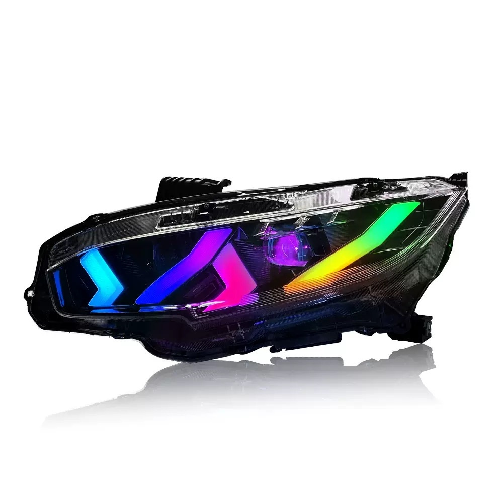 Hot Selling RGB LED Red White Blue Eyes Dynamic Turn signal Headlights for Honda 10th 11th Civic Type R hatchback FK8 FL5