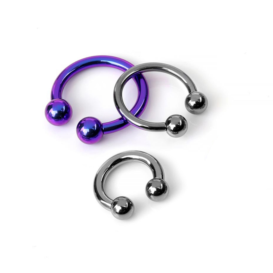 14G Titanium Implant Grade Anodized Circular Internally Threaded horseshoe Septum Ear Lip Piercing Barbell Rings