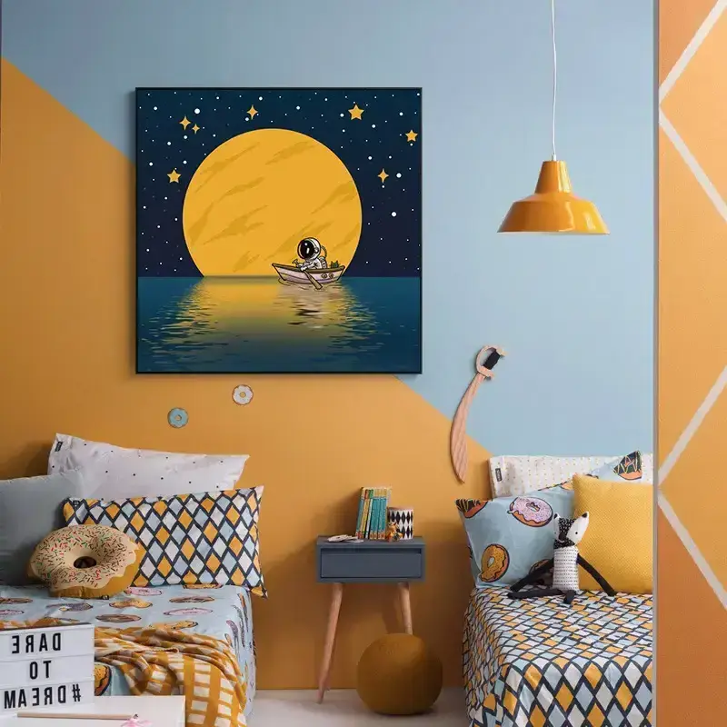 High Quality Children'S Room Bedroom Bedside Mural Space Astronaut Dream Wall Decorative Painting