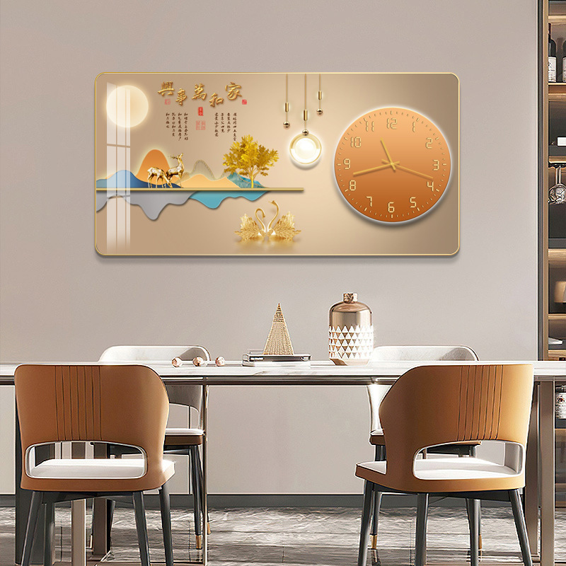 2024 New Modern Light Luxury Living Room Background Decoration Wall Clock Painting Wall Clock