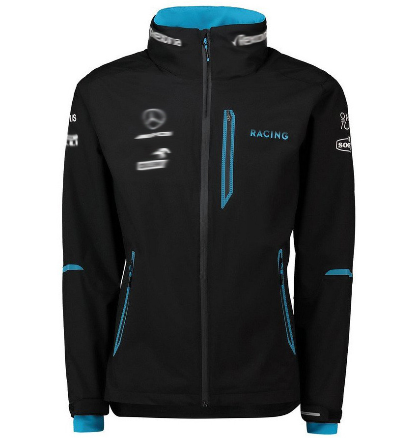 Custom Logos Printed Racing Team Softshell Jacket with Side Zip Pockets Water Repellent