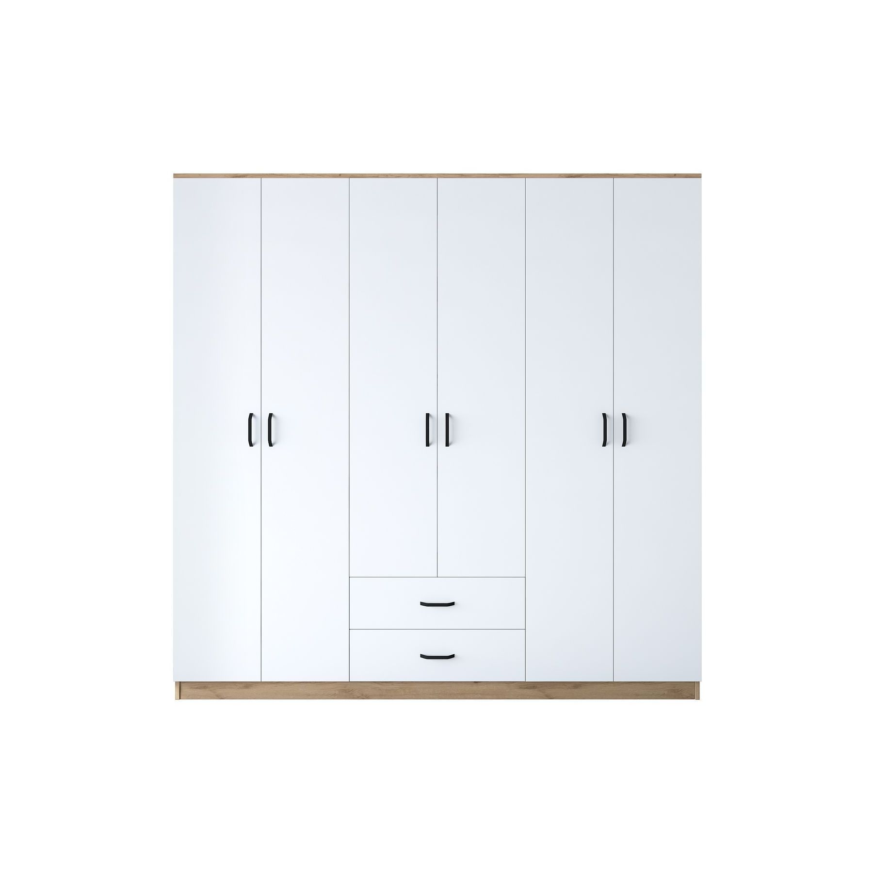 Rani BA111 Wardrobe 6 Doors 2 Drawers Closet Cabinet For Bedroom S-Walnut White Color Cheapest and Practical Wholesale 2324