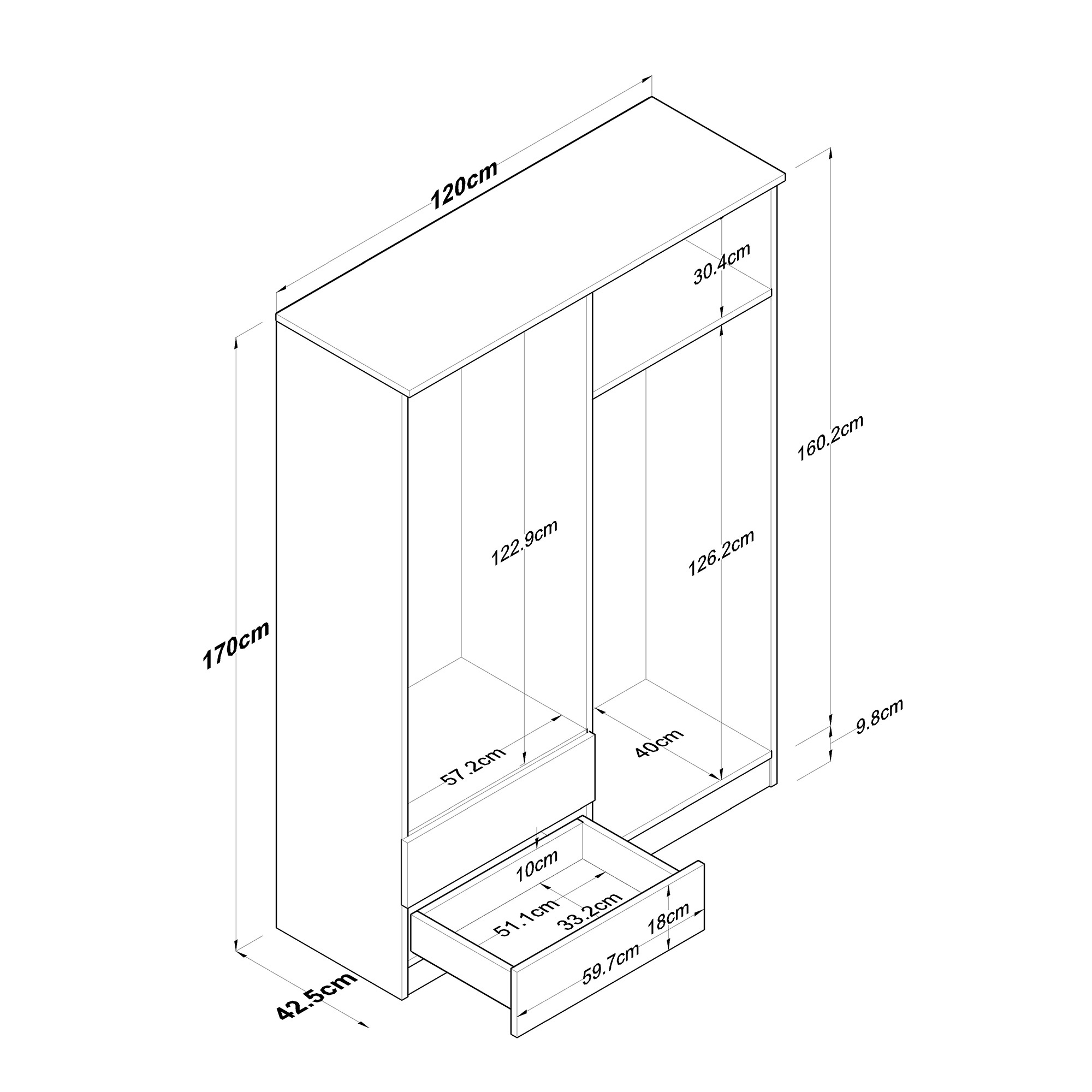 Rani BA101 Wardrobe Cabinet Cupboard Closet With 4 Doors 2 Drawers White Color Good Quality Factory Seller Wholesale 1853