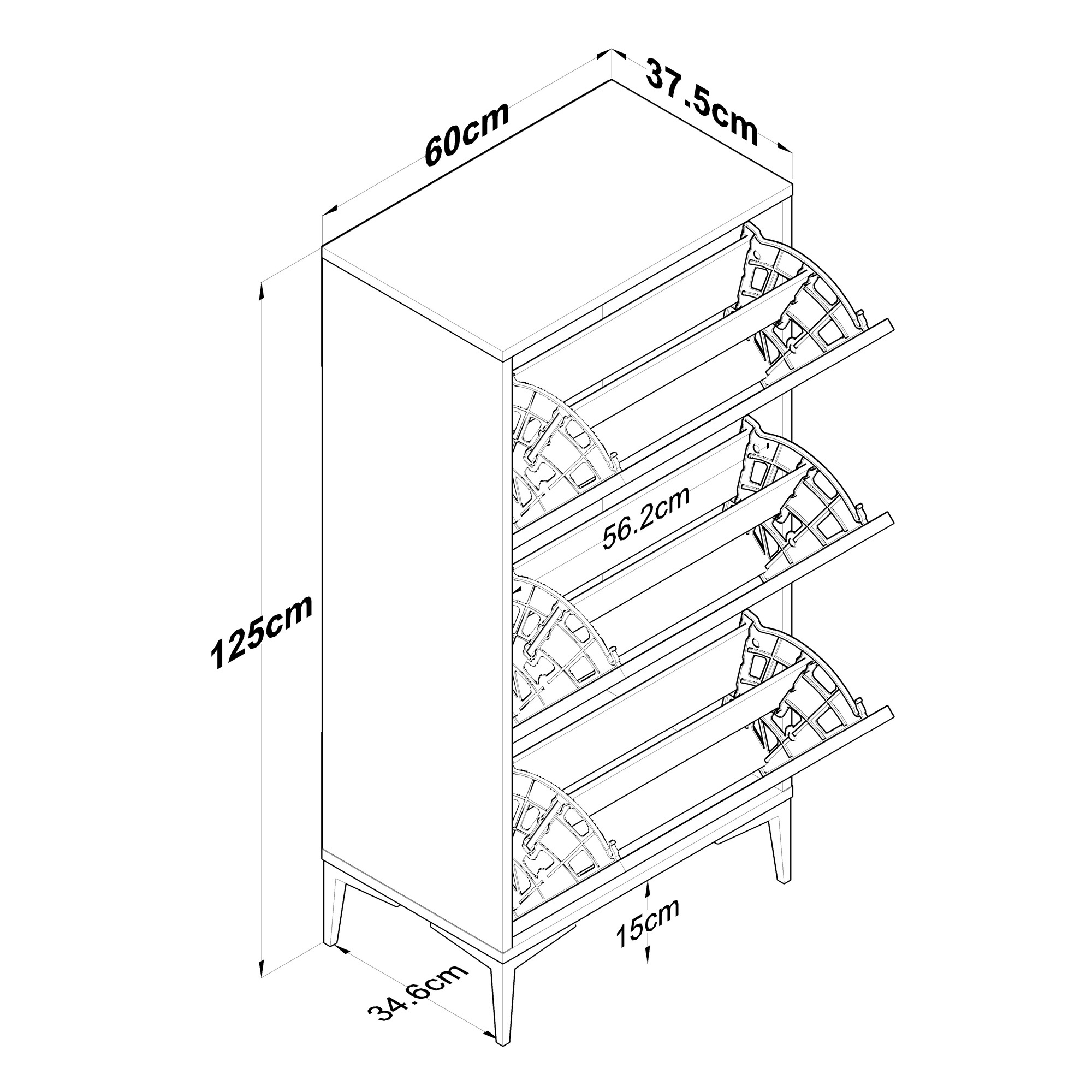 Rani EB108 Shoe Cabinet S-Walnut White Color Shoe Rack  Cupboard Best Seller Factory Price Turkish Manufacturer Wholesale