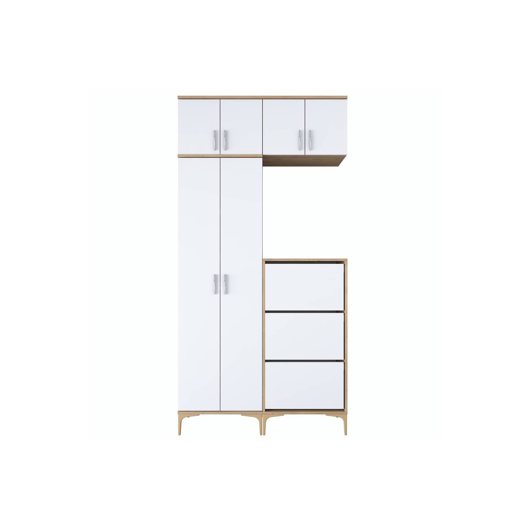 Rani EA138 Coat Rack S-Walnut White Color Shoe Rack Cupboard Best Seller Factory Price Turkish Manufacturer Wholesale