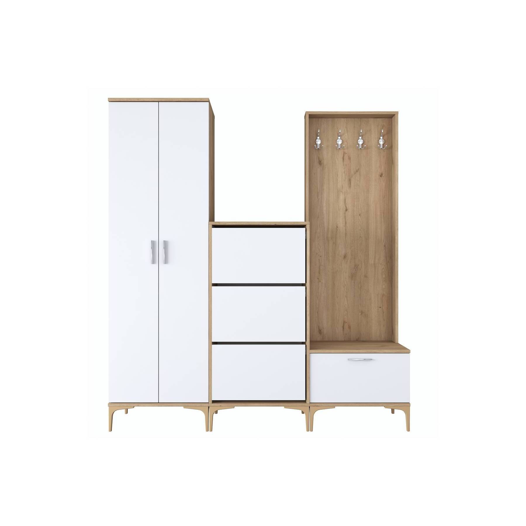 Rani EA139 Coat Rack S-Walnut White Color Shoe Rack Cupboard Top Quality Factory Price Turkish Manufacturer Wholesale