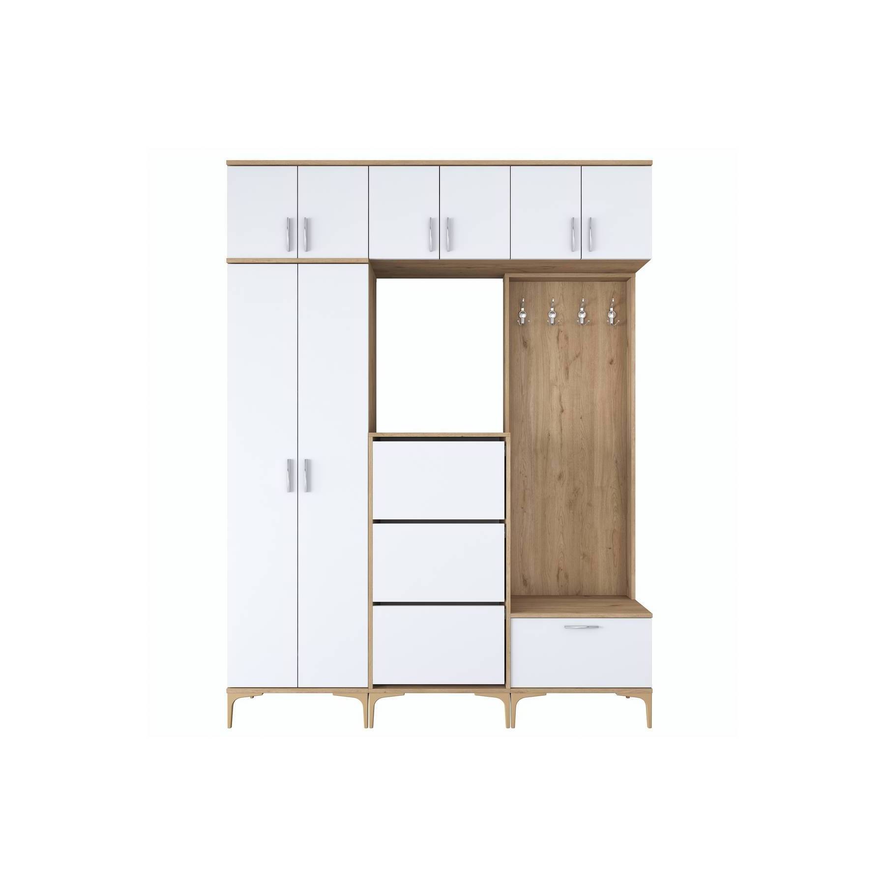 Rani EA140 Coat Rack S-Walnut White Color Shoe Rack Cupboard Hot Sale Factory Price Turkish Manufacturer Wholesale