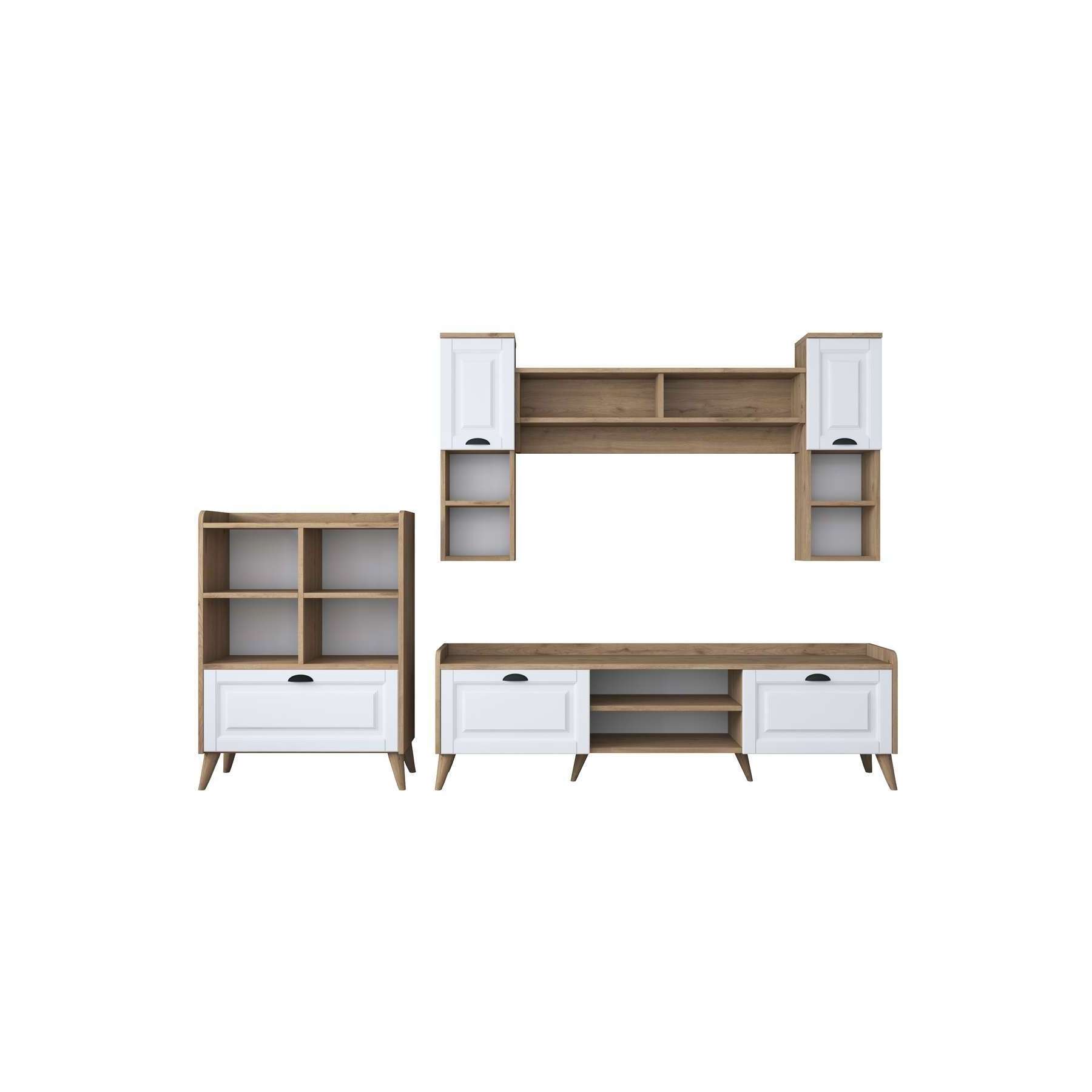 Rani AA101 M4 TV Stand TV Unit TV Cabinet With Bookcase Modern Minimalist White S-Walnut Color Wholesale Furniture 2554