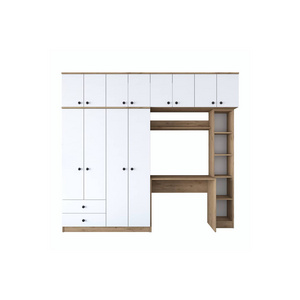 Rani BA122 Wardrobe + Desk + Bookcase Cabinet Closet Cupboard Bedroom S-Walnut White Color Turkish Furniture Wholesale 2697